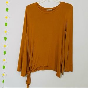 Active USA Ladies Top Tunic Large Mustard Casual Relaxed Fit Career Long Sleeve